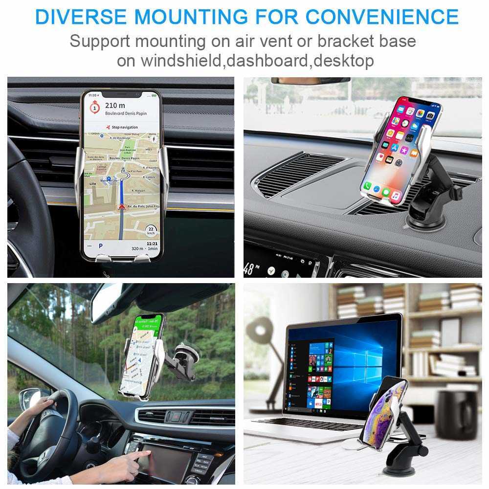 Snabbladdning Qi Wireless R Car Mount Air Vent Mobiltelefon Holing Standing Fit för iPhone 12 13 Pro Max 8 för Xiaomi Samsung S10