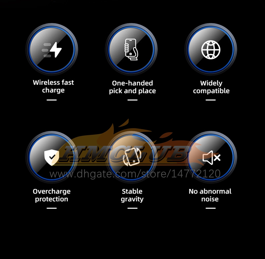 CC164 30W Auto-Wireless-Ladegerät-Telefonhalter für iPhone 13 12 11 X Pro Max Samsung Xiaomi Wireless Charging Auto-Induktionsladegerät-Halterung