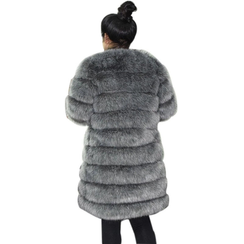 겨울 신규 여성 긴 가짜 모피 코트 푹신한 재킷 흰색 검은 색 고양 암컷 두꺼운 따뜻한 외부웨어
