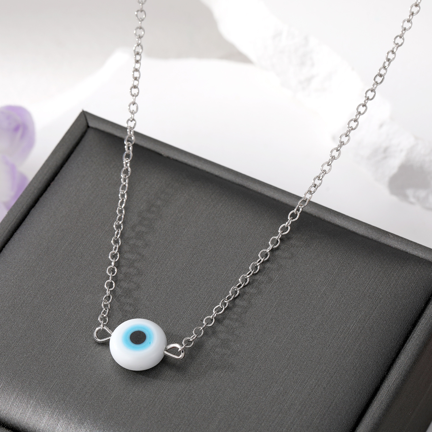 Färgglad hart Mni runda onda ögon hängande lycklig turkisk akrylblå ögonhalsband för kvinnors smycken