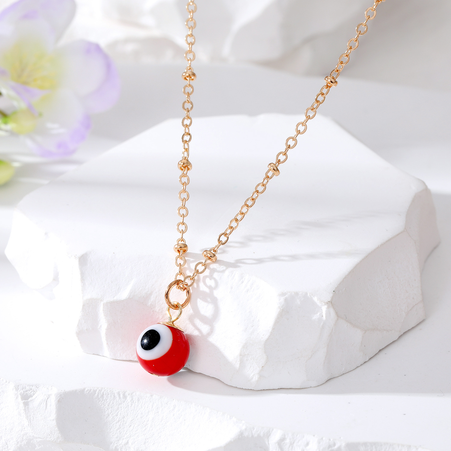 Glass Round Blue Red Evil Eye Bead Necklaces For Women Turkish Lucky Eyes Clavicle Chain Necklace Party Jewelry