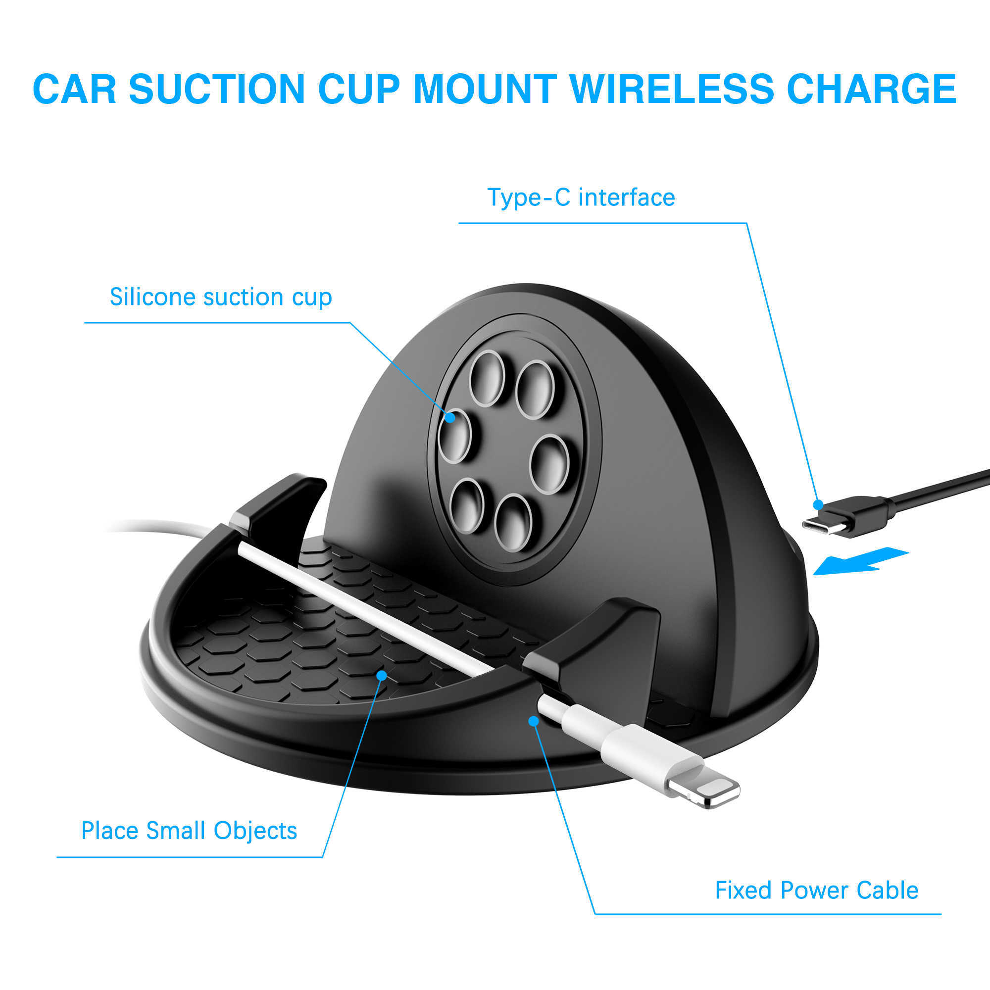 Fast Charge 10w Ricarica Caricabatteria da auto wireless Samsung S20 S10 iphone 12 x Supporto telefono cruscotto Qi Mount