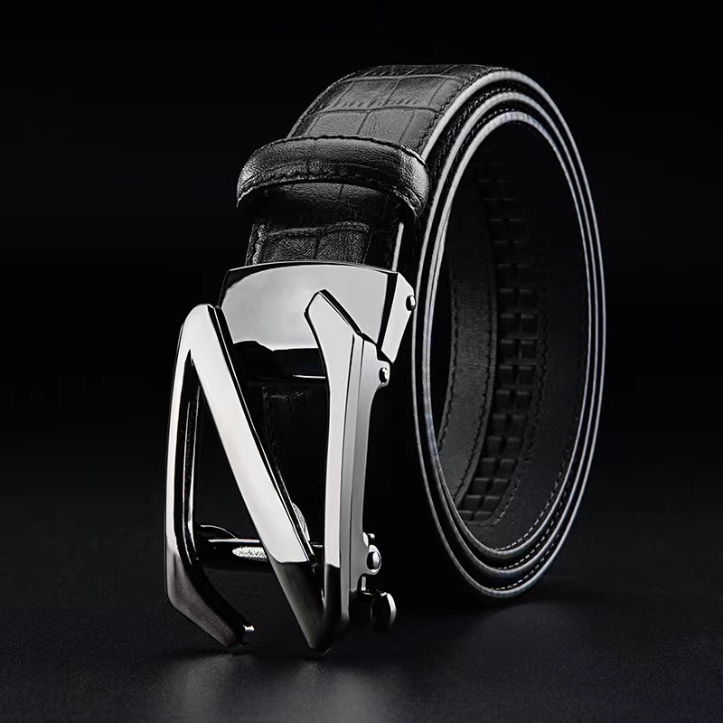 Groom Accessories Z letter first layer cowhide automatic buckle high-end gift box men's tooling alloy belt A37-690