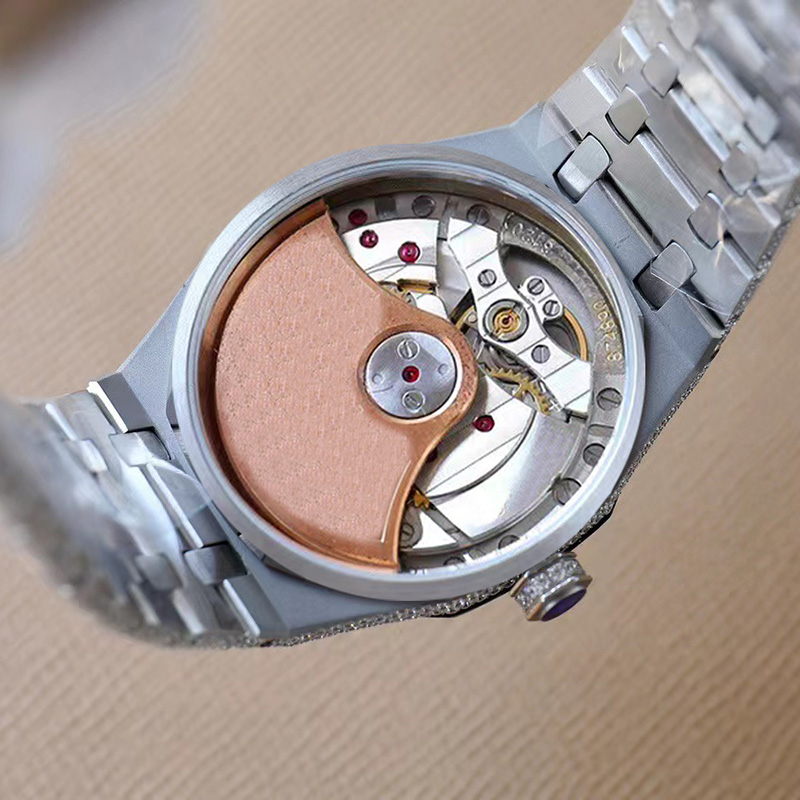 Kalibreli erkekler otomatik mekanik saat 41mm elmas kakma hassas çelik bilezik moda işi montre de lüks