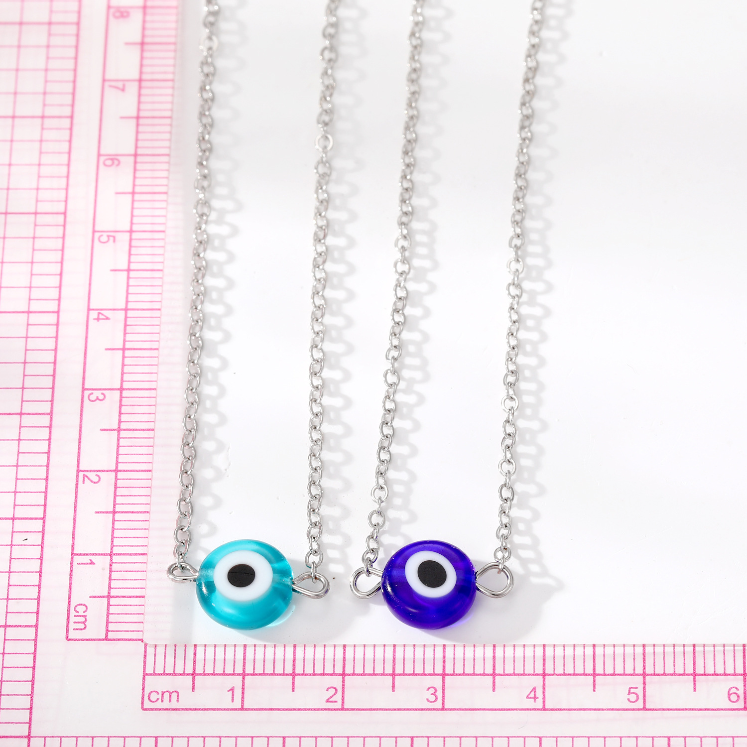 Kleurrijke hars Mni ronde boze ogen hanger geluk Turkse acryl blauwe oog kettingen voor dames sieraden