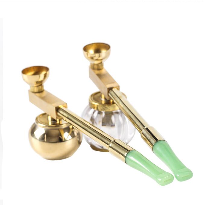 Classic Brass Copper Color Metal Smoking Pipe Stems Stretchable Tobacco Filter Hand Water Pipes Cigarette Cleaning Tools Accessories hookah