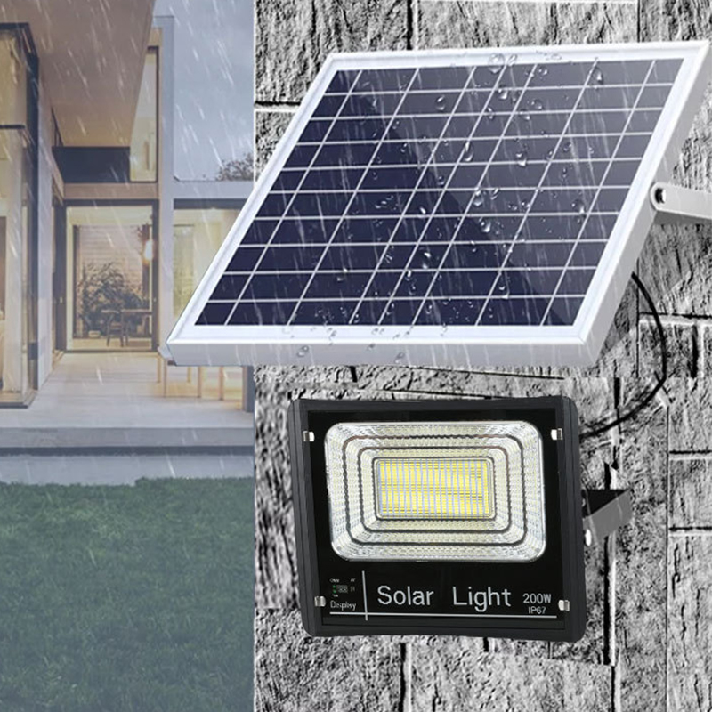 Solar Flood lights Battery Display 25W 40W 60W 120W 200W Floodlight Spotlight Waterproof with Remote Control LED Outdoor Lighting