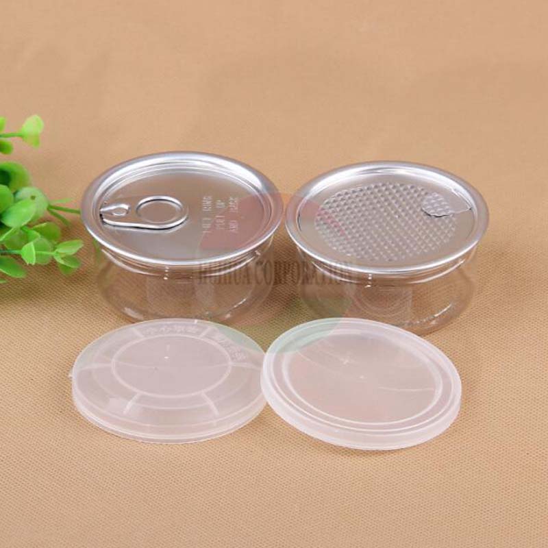 clear plastic jars PET with metal lid airtight tin Can pull ring bho oi Concentrate Container food Herb Storage 55/100/120ML