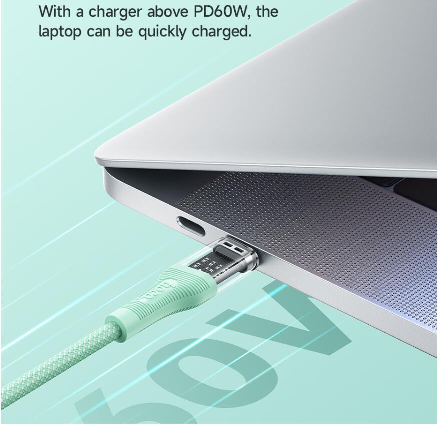 HOCO Transparante USB C Naar Type C Kabels USBC PD Snel Opladen Charger Cord USB-C 60W 3A Type C kabel Voor Samsung Xiaomi12 POCO