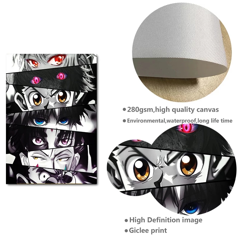 Anime Eye Art Canvas Schilderij Muur Foto Japanse Manga Posters voor Kunst Print Muurschildering Kinderkamer Decoratieve Slaapkamer Woonkamer Home Decor Cuadros Muurschildering