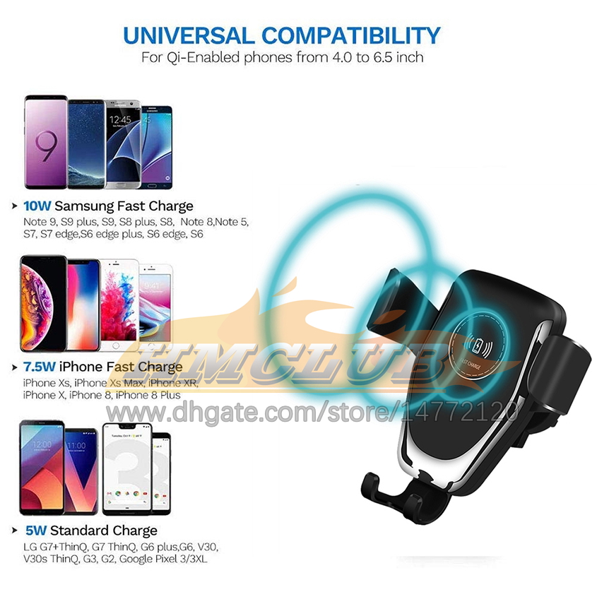 60W高速QIカー用ワイヤレス充電器13 12 11 Pro XS Max XR X Samsung S10 S9 Wireless Charging Phone Cal Holder Chargers Automotive Electronics無料船