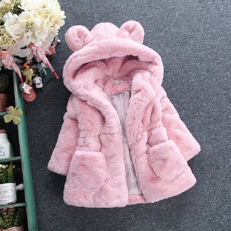 Down Coat pluche dikke kinderkleding jas schattig baby kinderkleding herfst en winter katoenen capuchon warm meisje 221107