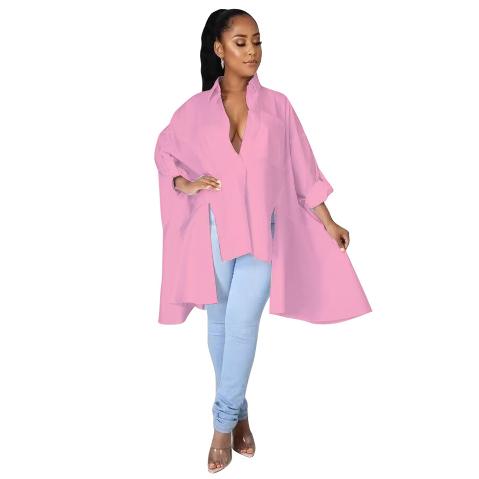 Mode femmes chemises élégantes cape manches Blouses Cape robes décontracté chauve-souris à manches longues chemise irrégulière robe