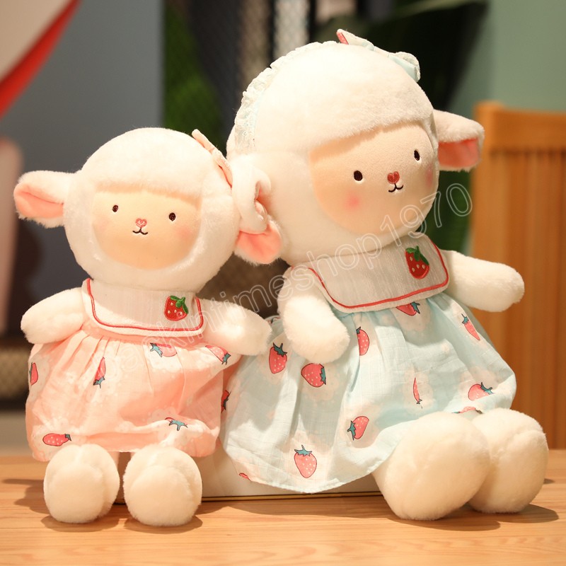 35/45 cm de vestido adorável vestido de pelúcia de pelúcia kawaii bonecas de ovelha recheada travesseiro de animal fofo para crianças Presente de aniversário de bebê