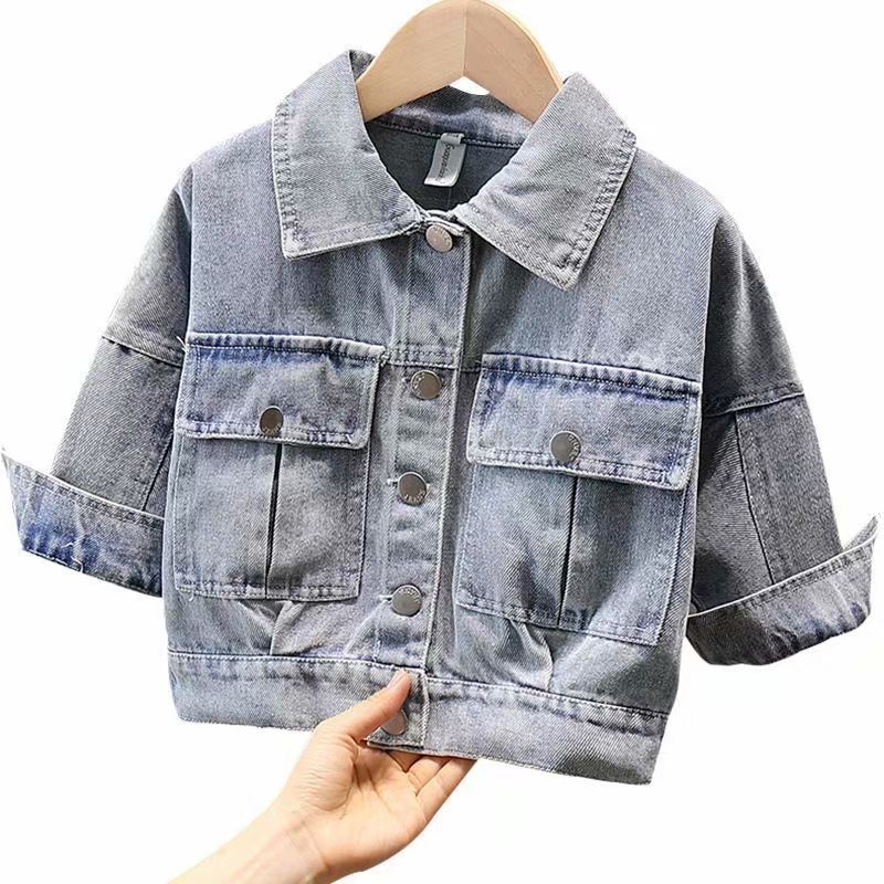 Ceketler Çocuk Denim Kızlar için Bebek Çiçek Nakış Paltolar Bahar Sonbahar Moda Çocuk Çıkarma Kot Jean 221107