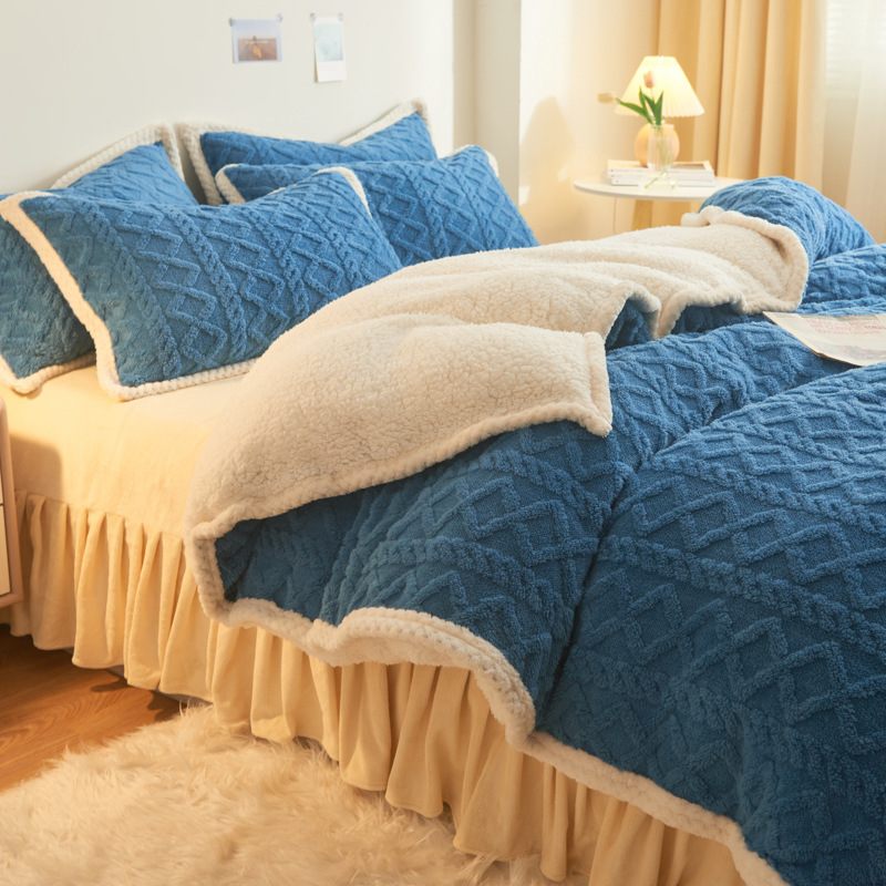 Conjunto de capa de edred￣o de malha falsa 4 pe￧as Sherpa Bedding Set