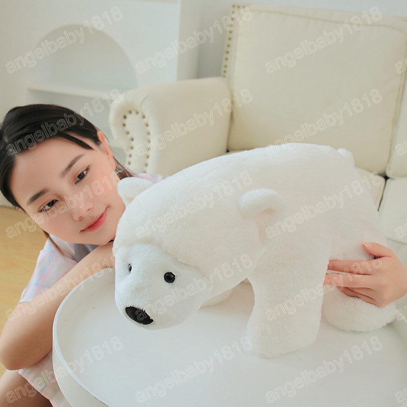 26-50cm Kawaii Polar Bear Plush Toys for Children Soft Pyled Animal Boneca Beb￪ Lovely Girl Christmas Presente de desenho animado Decora￧￣o de casa