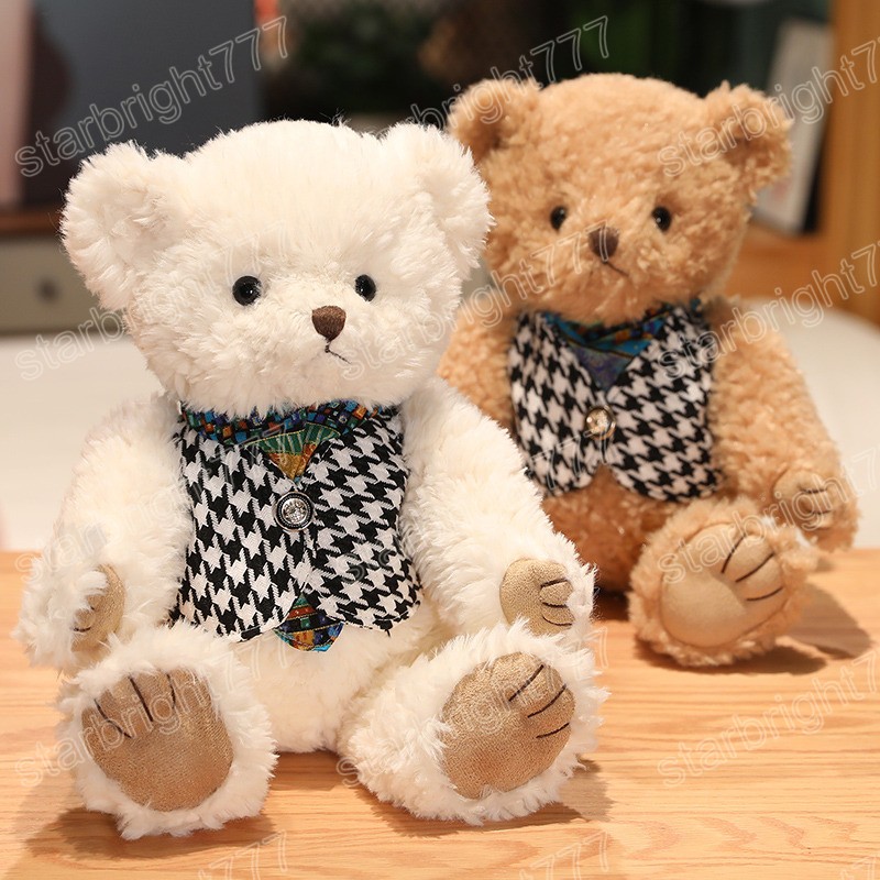 30cm ours en peluche poupées en peluche avec gilet ours mignon jouets en peluche décoration de mariage enfant amant anniversaire cadeau de noël