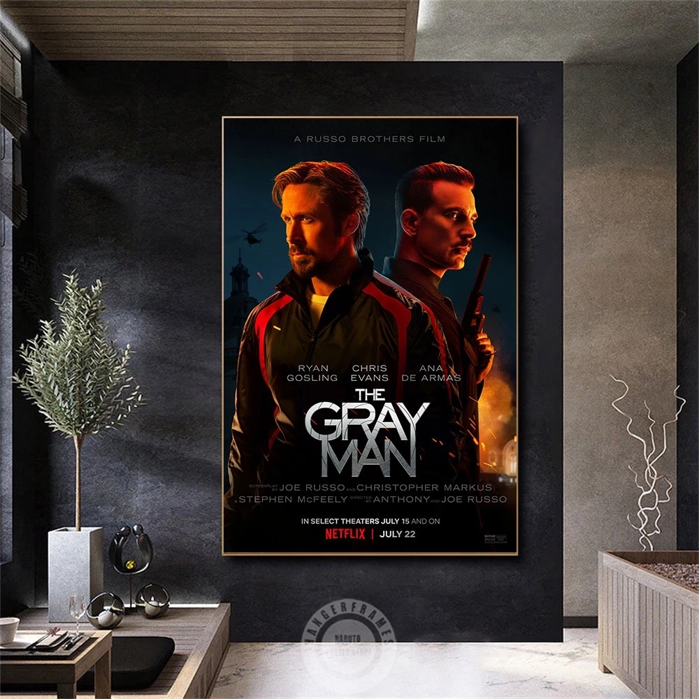 Canvas Painting The Gray Man Poster 2022 New Movies Prints Action Thriller Film Wall Art HD Picture Print Room Home Decoration Unframe