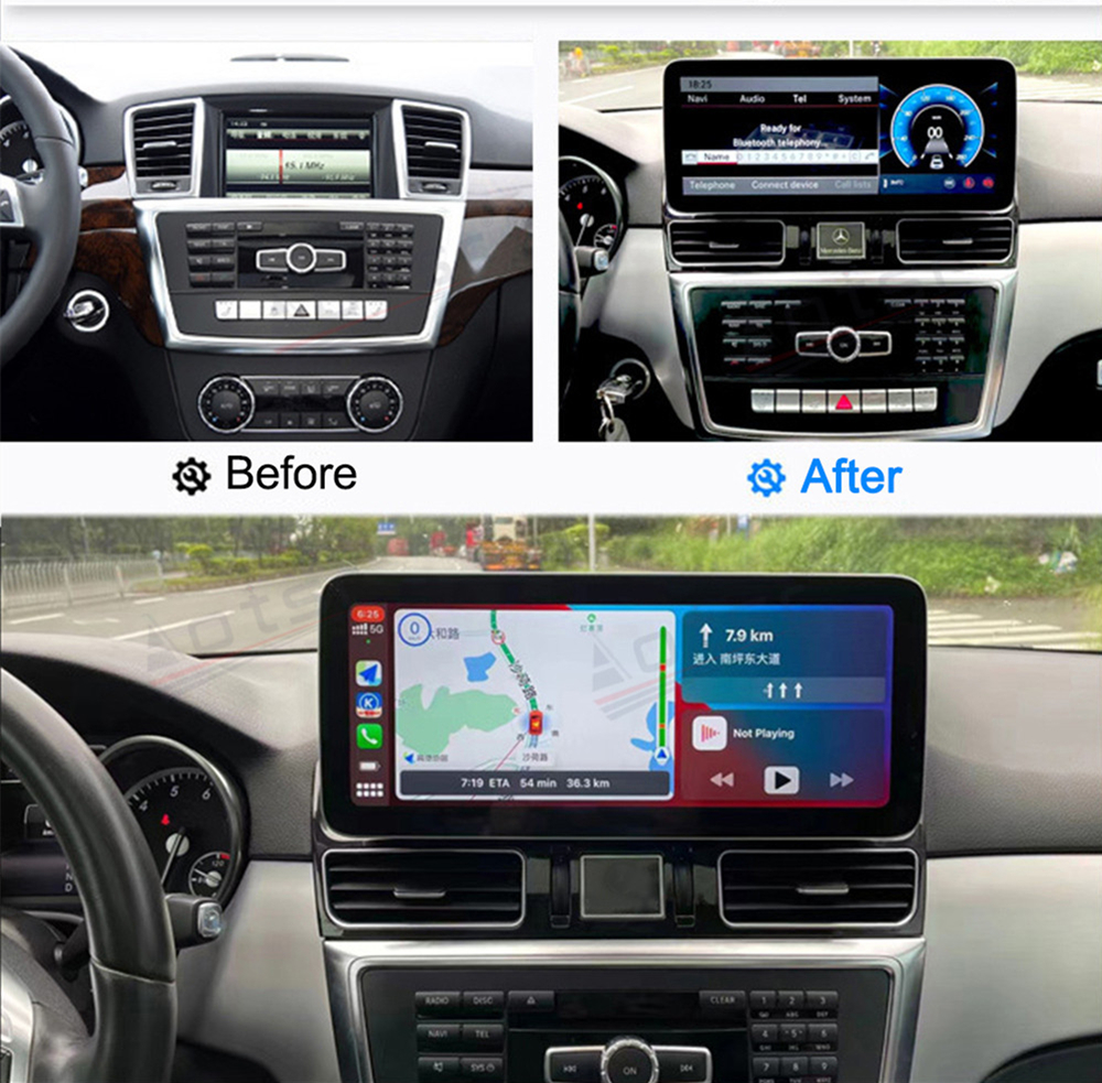 12,3-Zoll-Auto-DVD-Player Qualcomm Android 12 für Mercedes-Benz ML GL-Klasse W166