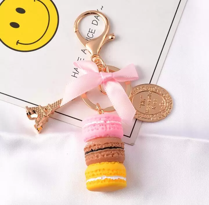 Keychains de bolos moda moda fofa doces frances