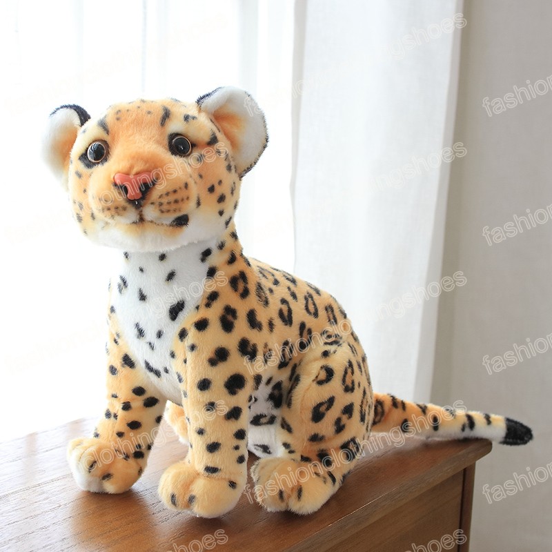 23/27/33cm simülasyon leopar peluş oyuncak sevimli aslan kara panter bebek çocuklar bebek doğum günü hediyesi yumuşak doldurulmuş hayvan