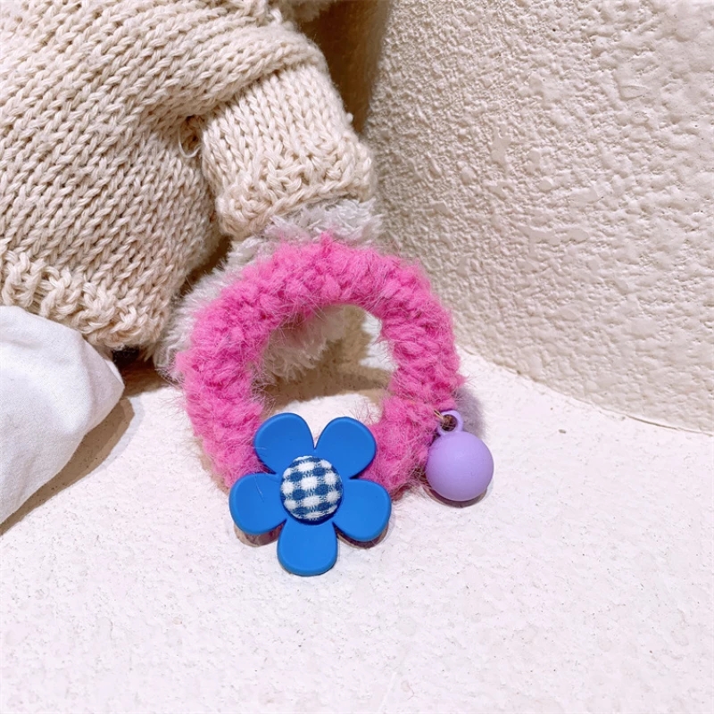 Winter Neue Mode Koreanische kinder Gummiband Süße Mädchen Nette Bunte HairBall Blume Plüsch Haar Seil Haar Zubehör