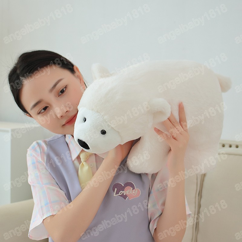 26-50cm Kawaii Polar Bear Plush Toys for Children Soft Pyled Animal Boneca Beb￪ Lovely Girl Christmas Presente de desenho animado Decora￧￣o de casa