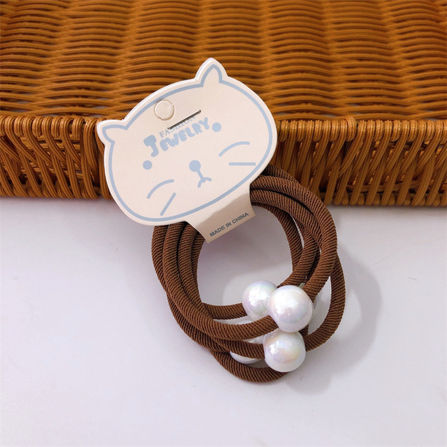 5 Stücke Neue Koreanische Mode Einfache Imitation Perle Ball Gummiband Haar Seil Kopfbedeckung Süße Mädchen Student Pferdeschwanz-haar-accessoires