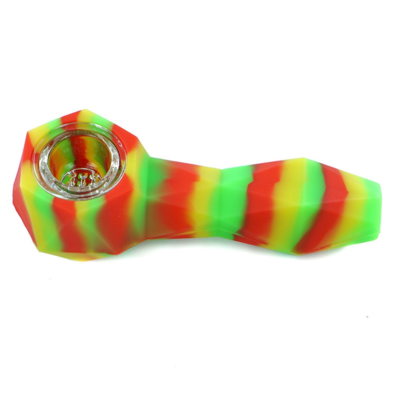 Colorful Silicone Diamonds Style Pipes Dry Herb Tobacco Glass Filter Bowl Portable Handpipes Innovative Design Smoking Cigarette Holder Diamond Tube