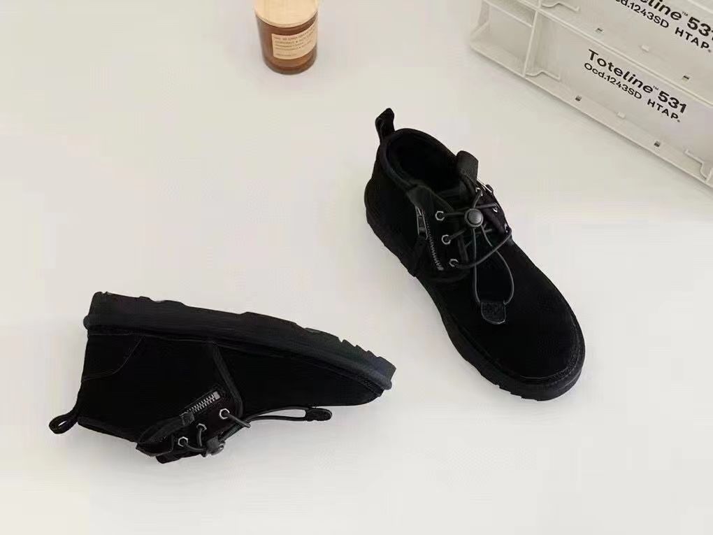Botas de neve integrada de l￣ para homens com espessamento de veludo espessamento sem deslizamento de sapatos casuais cl￡ssicos botas de moda