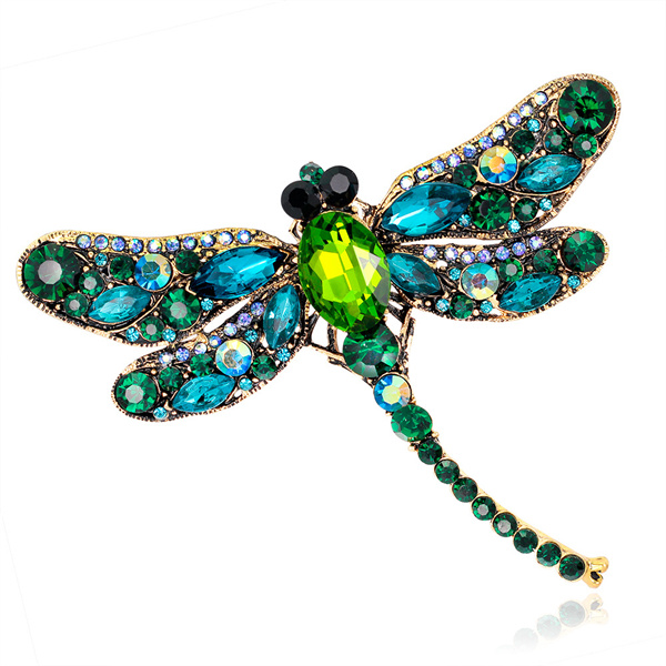 Europe and America Vintage Dragonfly Pins Brooches Women's Large Insect Pin Fashion Dress Coat Accessories Cute Jewelry AC40