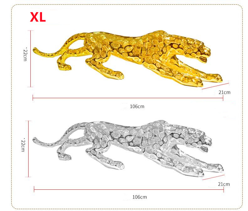 New Modern Abstract Gold Panther Sculpture Geometric Leopard Statue Wildlife Decorative Objects Gift Craft Ornament Accessories Furnishing