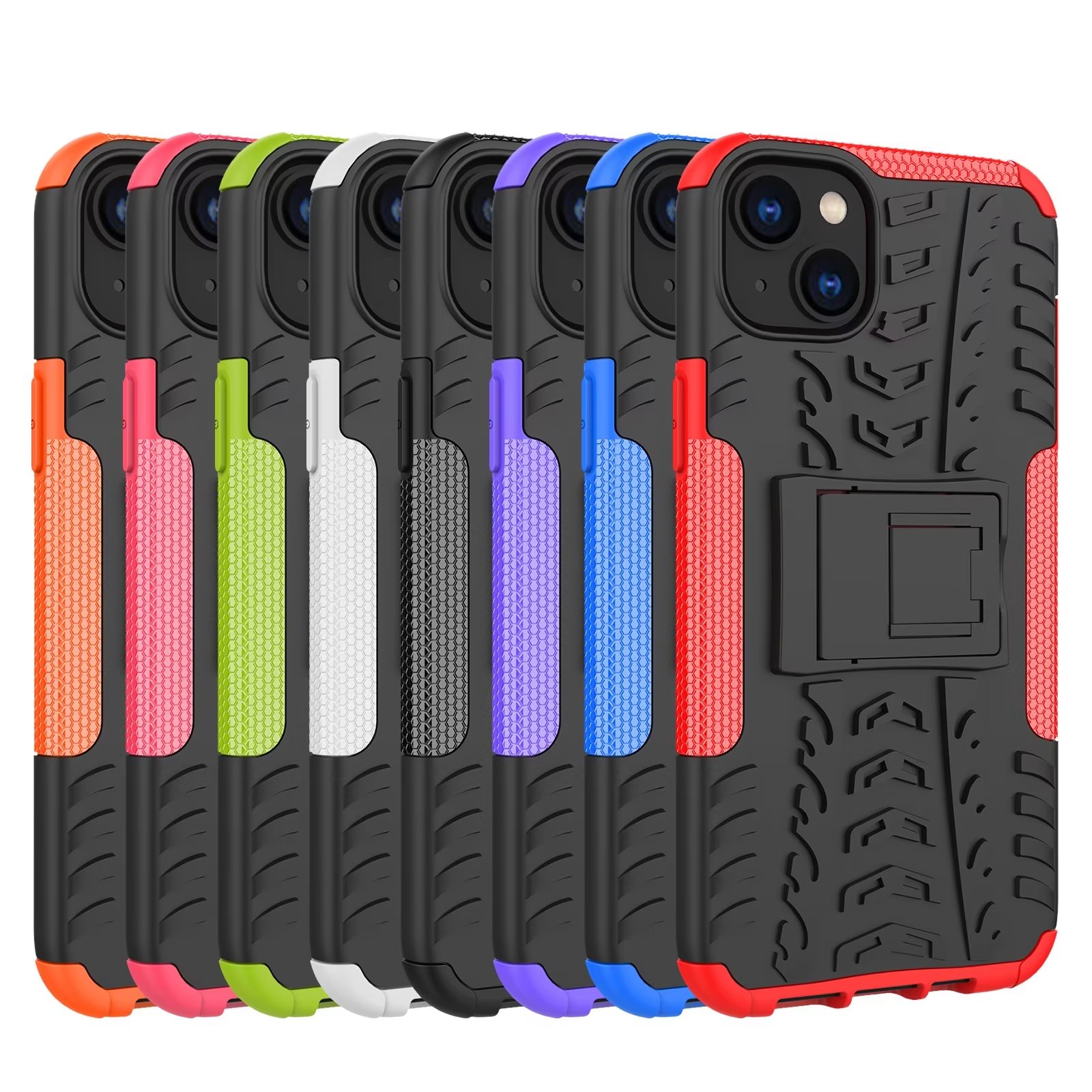 Funda Phone Cases For Iphone 15 14 13 12 11 Pro Max Mini X Xr Xs 8 7 plus 2 into 1 Armor PC TPU Shockproof Tyre Case Cover