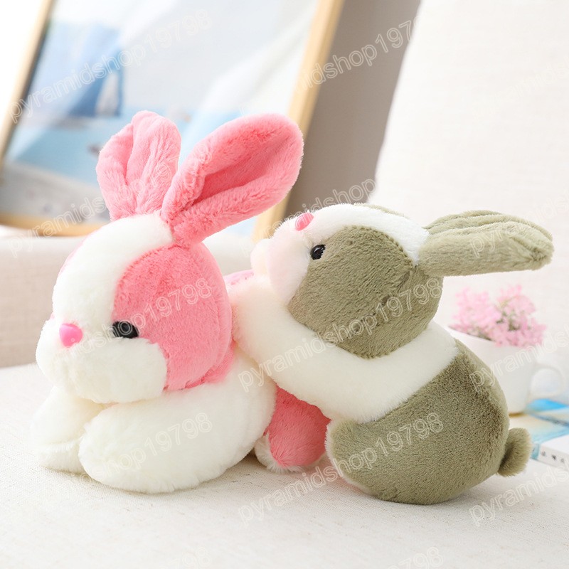 Poupée en peluche lapin de Simulation Kawaii, 4 couleurs, 22cm, Animal mignon et réel, jouets en peluche, décoration de maison, dessin animé, cadeau pour enfants