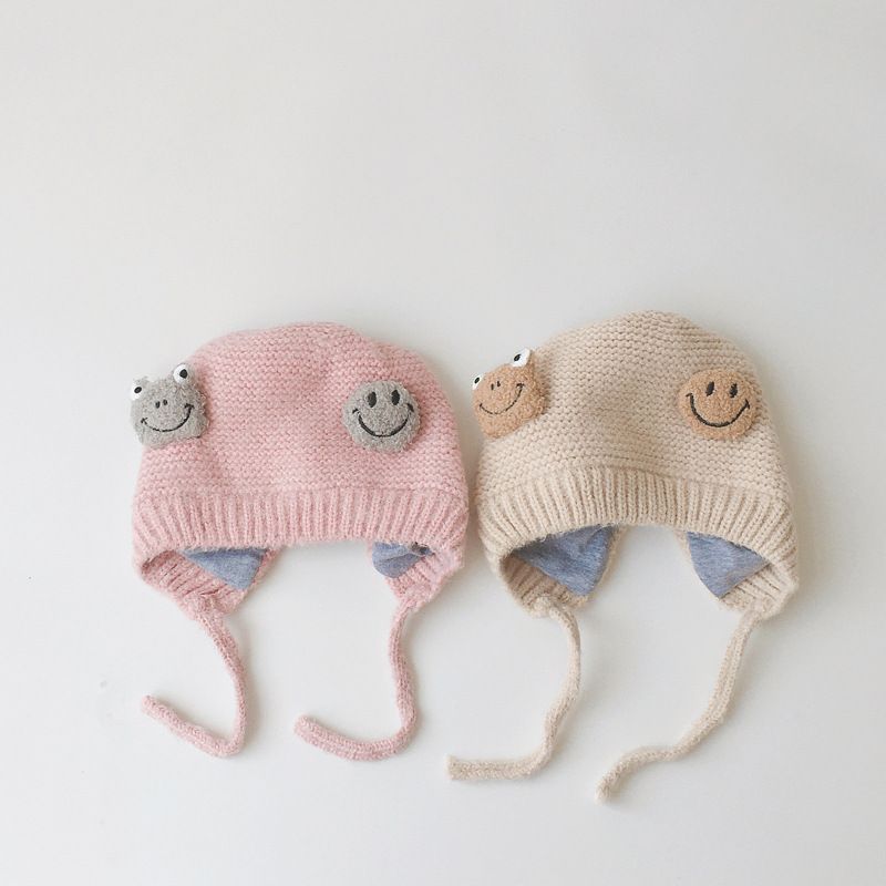 Autunno Inverno Neonato Cappelli bambini Cartoon Lace Up Paraorecchie Berretto lavorato a maglia bambini Cappello caldo bambini