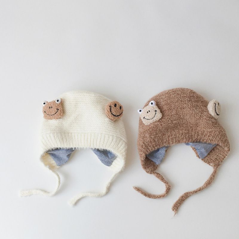 Automne hiver infantile bébé chapeaux dessin animé à lacets cache-oreilles enfants tricoté bonnet casquettes enfants chapeau chaud