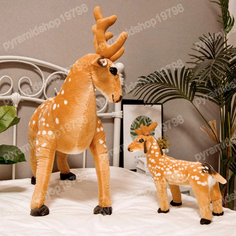 34–45 cm süßes simuliertes Sika-Hirsch-Plüschspielzeug für Kinder, echtes Giraffentier, gefüllte Puppe, Heimdekoration, Kindergeburtstagsgeschenk