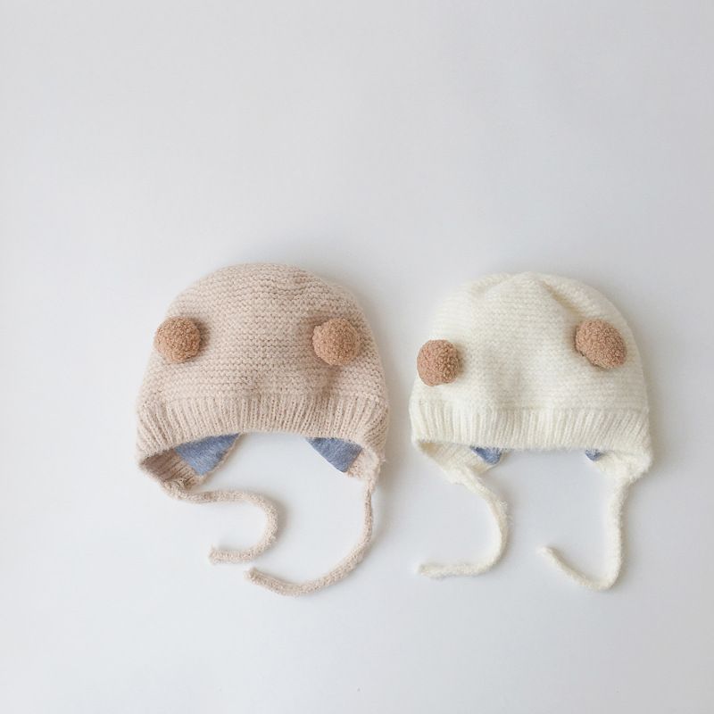 Automne hiver infantile bébé chapeaux dessin animé à lacets cache-oreilles enfants tricoté bonnet casquettes enfants chapeau chaud