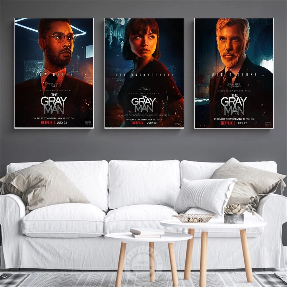 Malowanie płótna plakat Gray Man 2022 Nowe filmy wydruki thriller akcji film Wall Art HD Picture Prouda Dekoracja dom