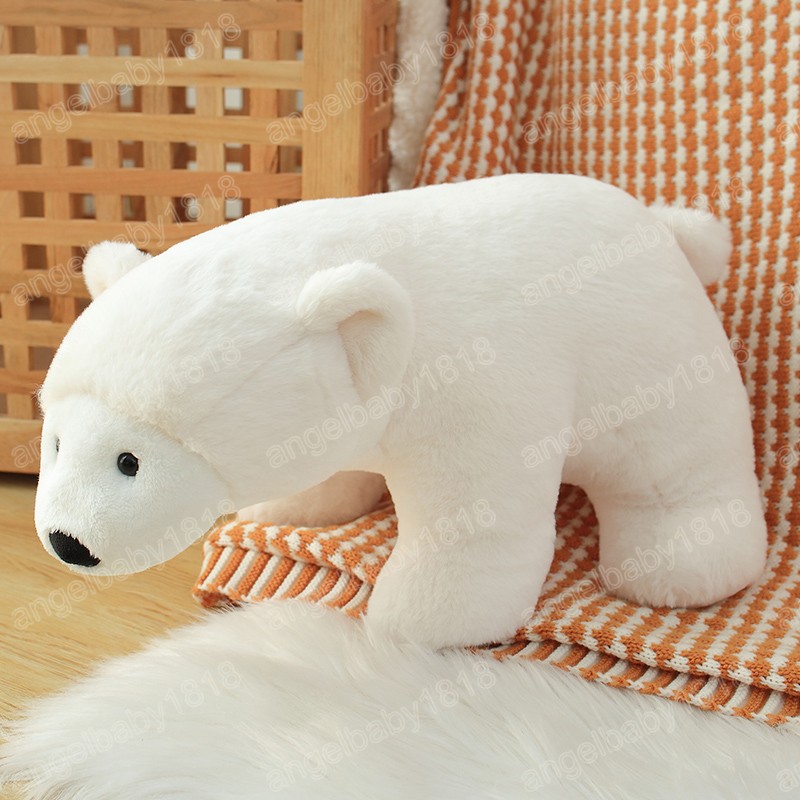 26-50cm Kawaii Polar Bear Plush Toys for Children Soft Pyled Animal Boneca Beb￪ Lovely Girl Christmas Presente de desenho animado Decora￧￣o de casa