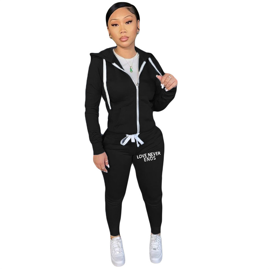 Vinterkvinnor plus storlek Två bit Set Designer Tracksuits Lång ärm Huven Letter Print Pants Outfits Jogging Sport Suit Fashion Clothing K10575