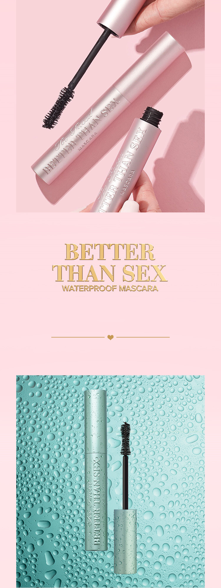 Popular Better Than Sex Mascara Big Eyes Nourish Waterproof Sweatproof Bushy Long Volume Pink Aluminum Tube Roots Clearly Smooth Makeup