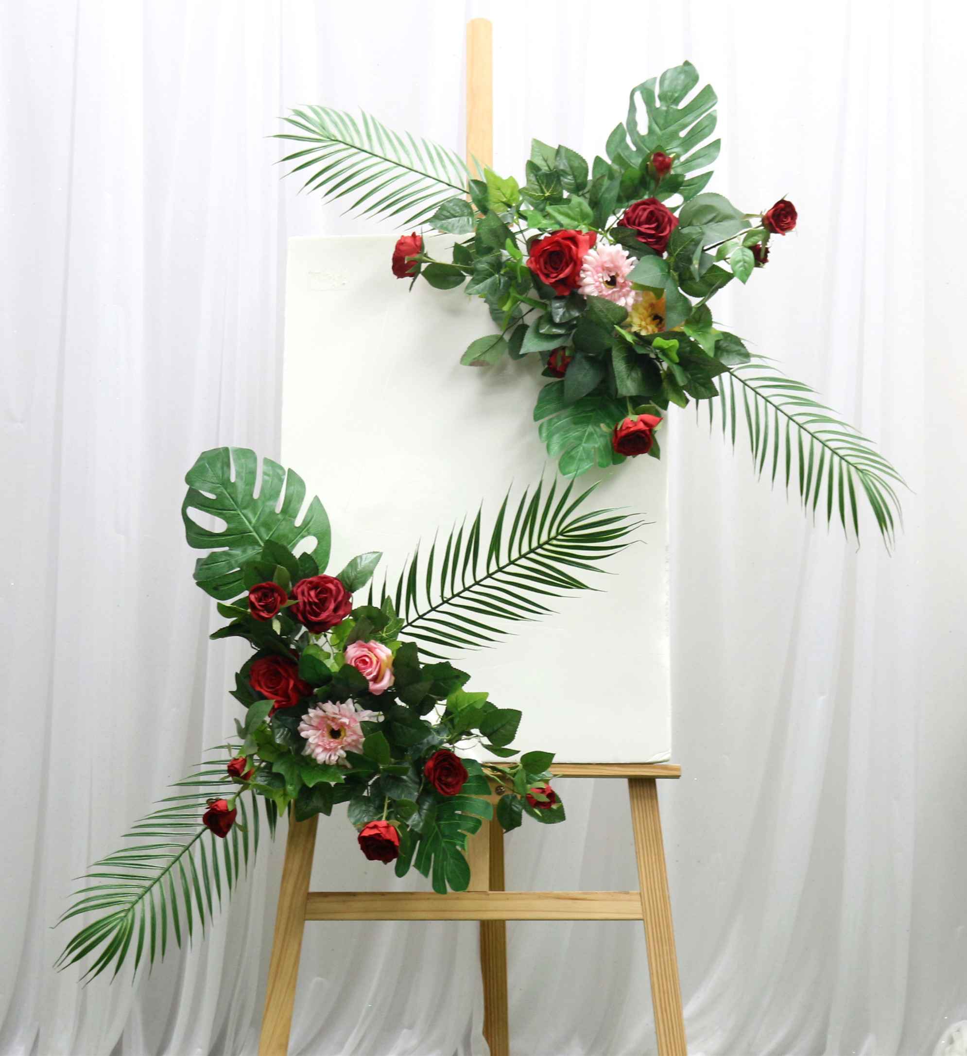 Faux Floral Greenery Custom 50CM Wedding Welcome Sign Flowers Fake Artificial Props Marriage Party Arch Decor Hanging Garland Window Display 221031