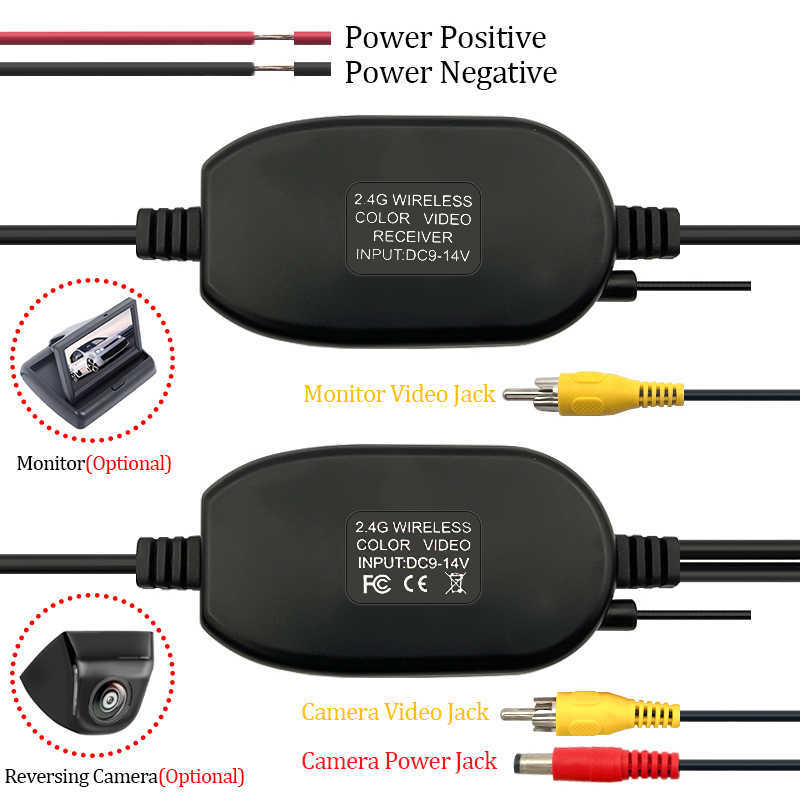 Novo Kit de receptor de transmissor de vídeo de videocolor do carro sem fio 2.4g de 2,4g para o monitor multimídia Câmera traseira