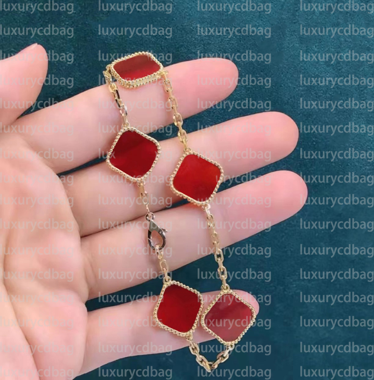 Klasik Tasarımcı Takı Dört Yaprak Yonca Cazibe Bileklik Bileklik Zinciri 18K Gold Agate Kabuk Kadın için İnci Annesi175J