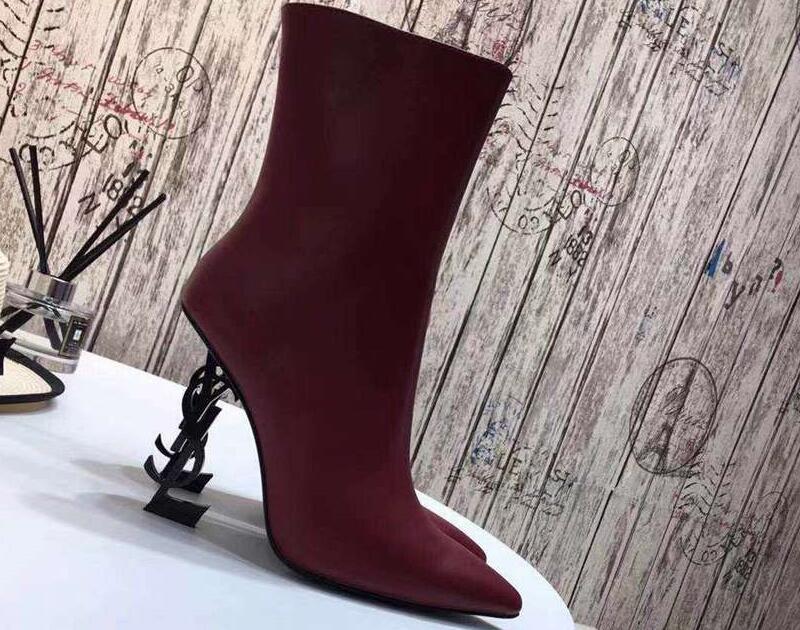 5616450 Boots Opyum Booties Patent Leather High Heels Ankle Boot Logo Shoes For Women Size 35-41 Fendave