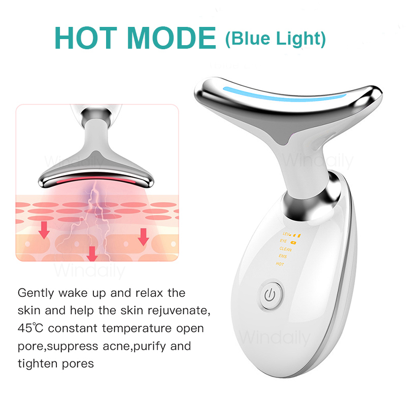 Dispositifs de soins du visage Dispositif de beauté du cou LED Pon Therapy Peau Serrer Réduire Double Menton Anti Rides Supprimer Lifting Massager Outils 221028