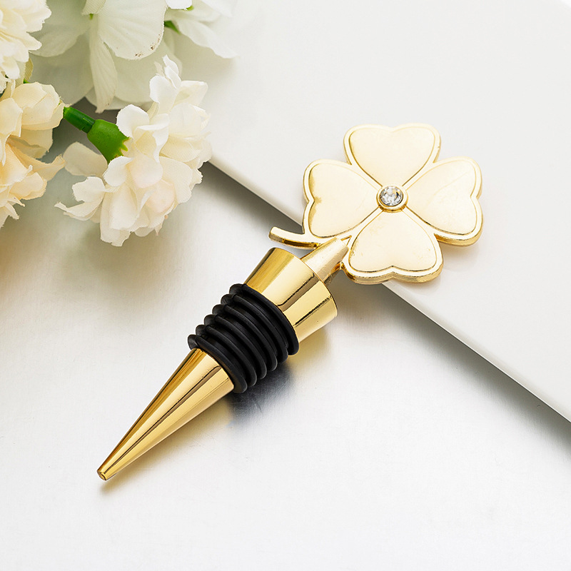 Lucky Clover Wine Bottle Stopper Four Clover Clover Relino Redes de Vinho Casamento Favor de Anivers￡rio Giveaways Dh9410