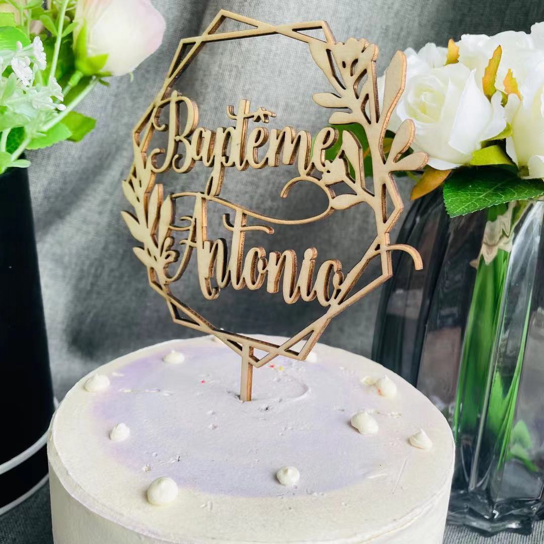 Other Event Party Supplies Personalized Names Wedding Cake Topper Geometric Custom Unique First Decoration Bridal Shower 221031